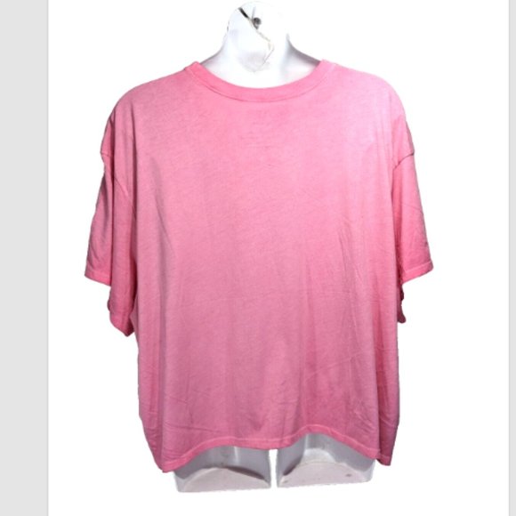 NWOT Torrid Palm Springs Relaxed Fit Jersey Crew Neck Crop Tee Pink 00 (Med - Picture 2 of 2
